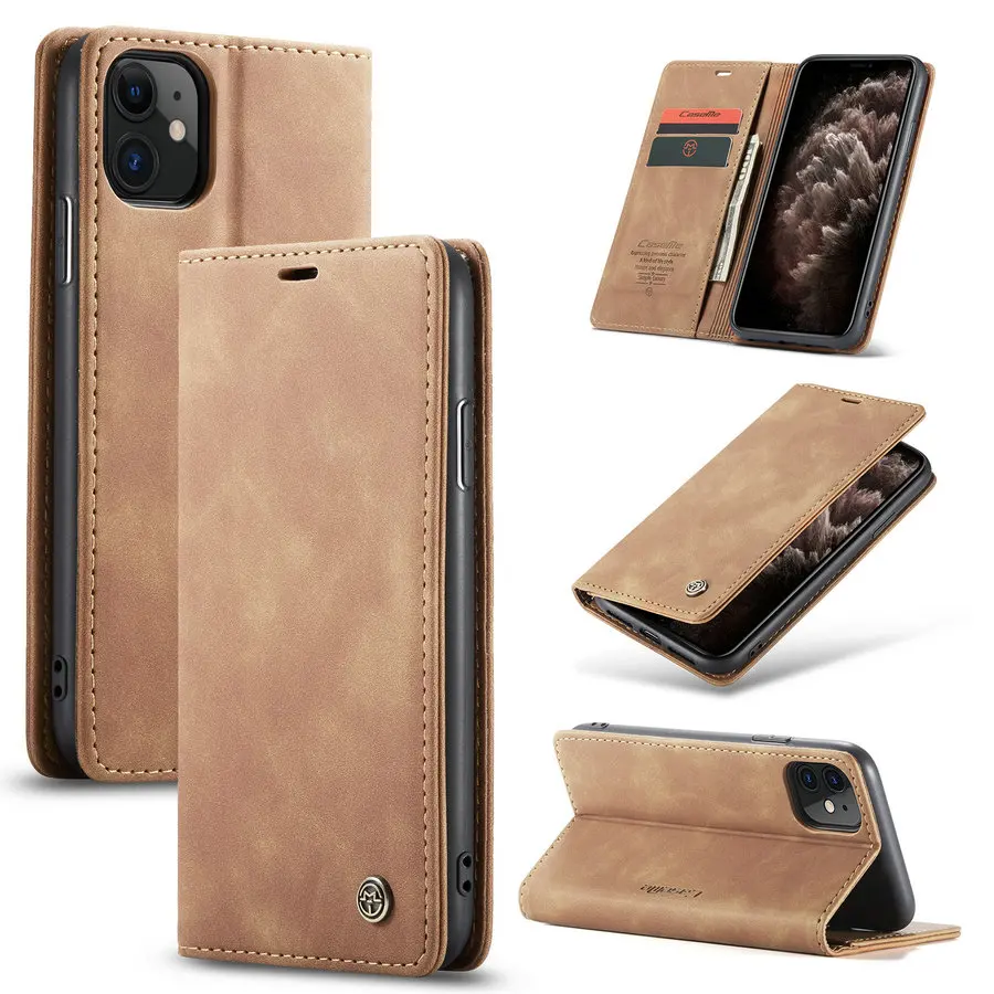 

CaseMe Case Cover Mobile for Xiaomi Mi 10 9 8 Note10 Note8 Note9s Case Kickstand Magnetic Phone Cover for iPhone 11 Leather Case, Coffee, brown, rose, blue, black