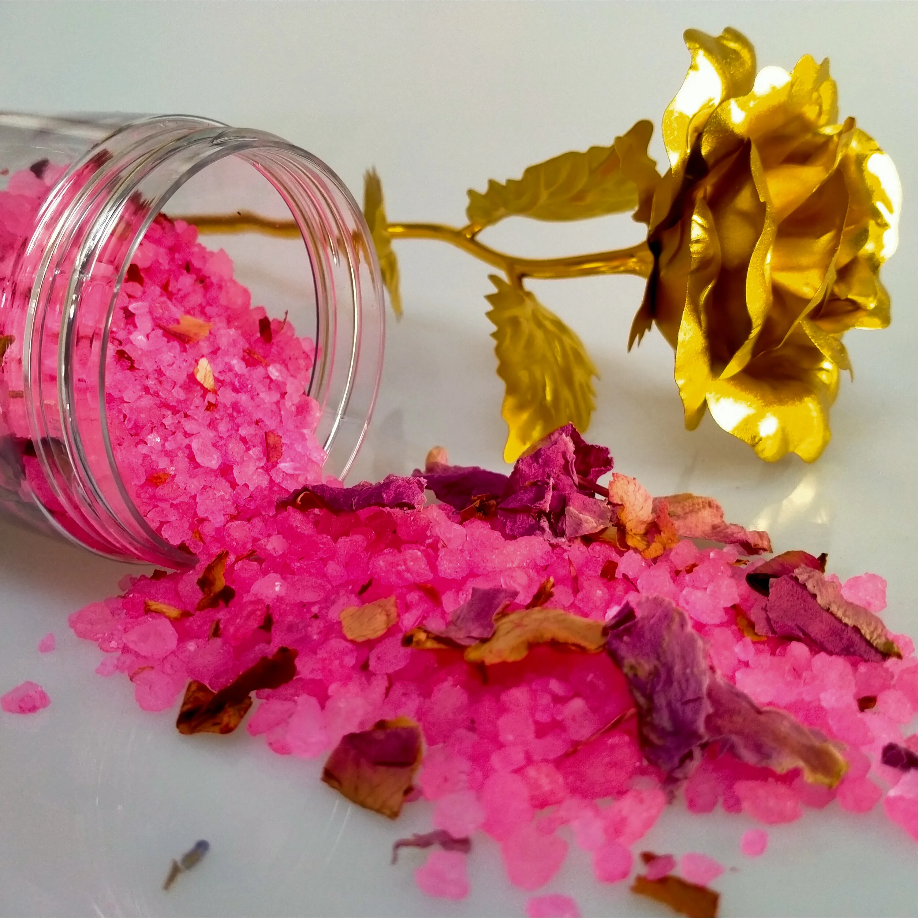 

New design intimate hard plastic bath salt container, bath salt jar with spoon, private label bath salts