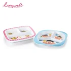 寧波ロングウェルカスタム 3 グリッド食べる弁当子供ホームかわいい動物プリント pp プレート odm 皿 bpa フリーのプラスチック製ベビー食品プレート
