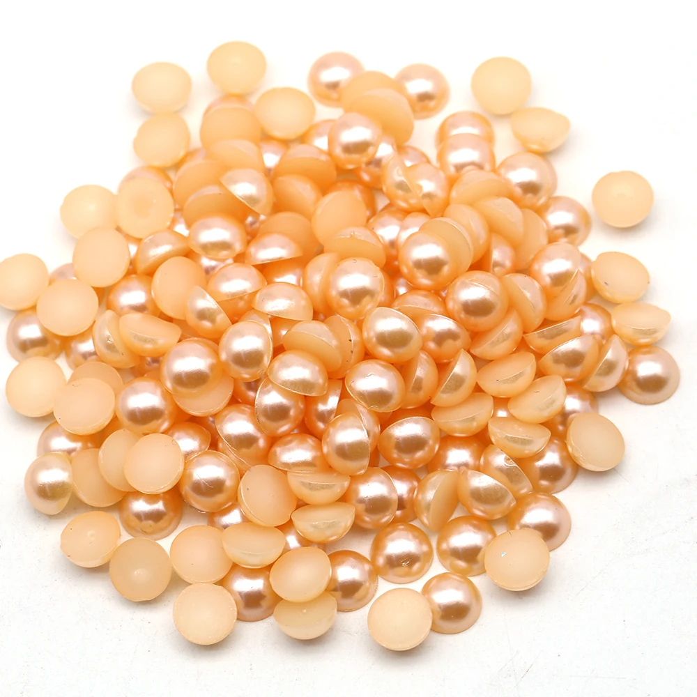 

Wholesale 2mm 3mm 4mm 5mm 6mm Lt. Orange Color Crystal Strass Abs Flatback Hlaf Bead Pearls For Decoration