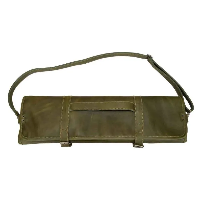 Top Grain Genuine Leather Knife Roll Bag Chef Customized Logo Genuine Leather Knife Roll Bag Chef