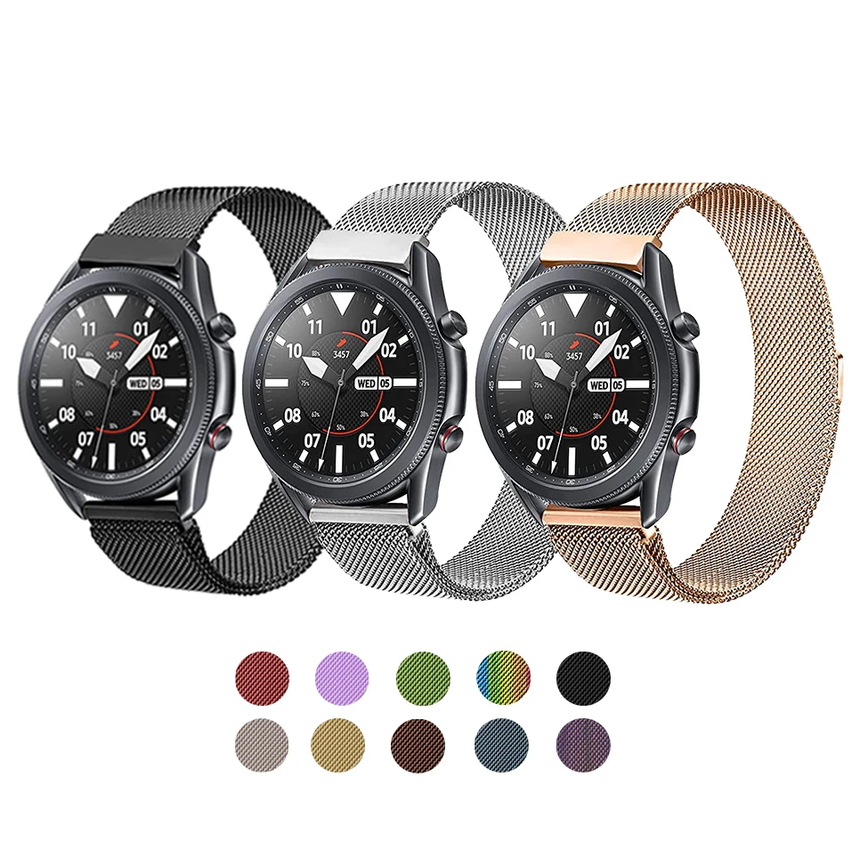 

RYB  Milanese Mesh Loop Stainless Steel Metal Magnetic Band Strap for Samsung Galaxy Watch 3 4 Active 2, 16 colors