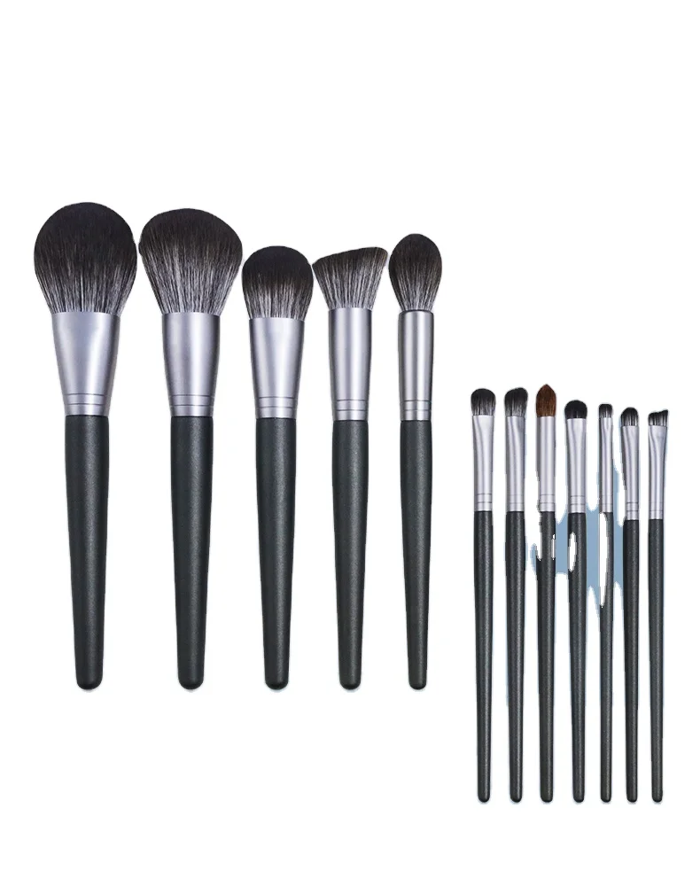 

HZM 12 Pieces Custom Grey no logo makeup fashion brushes sets cosmetic black oval makeup brush set private label, White, green