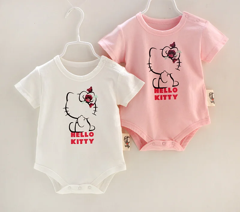 

100% Cotton Summer Infant Romper short sleeve cute kitty pattern, newborn Baby Clothes,baby girl romper
