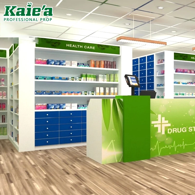 Modern Medical Store Display Counter Design