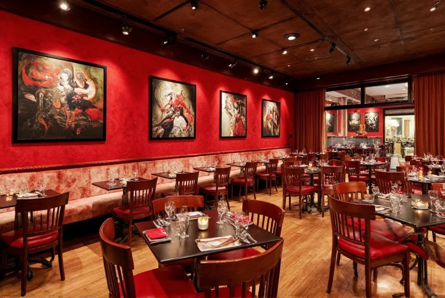 Modern interior of Ginger Red Restaurant showing contemporary Asian-inspired decor with warm lighting and communal dining tables