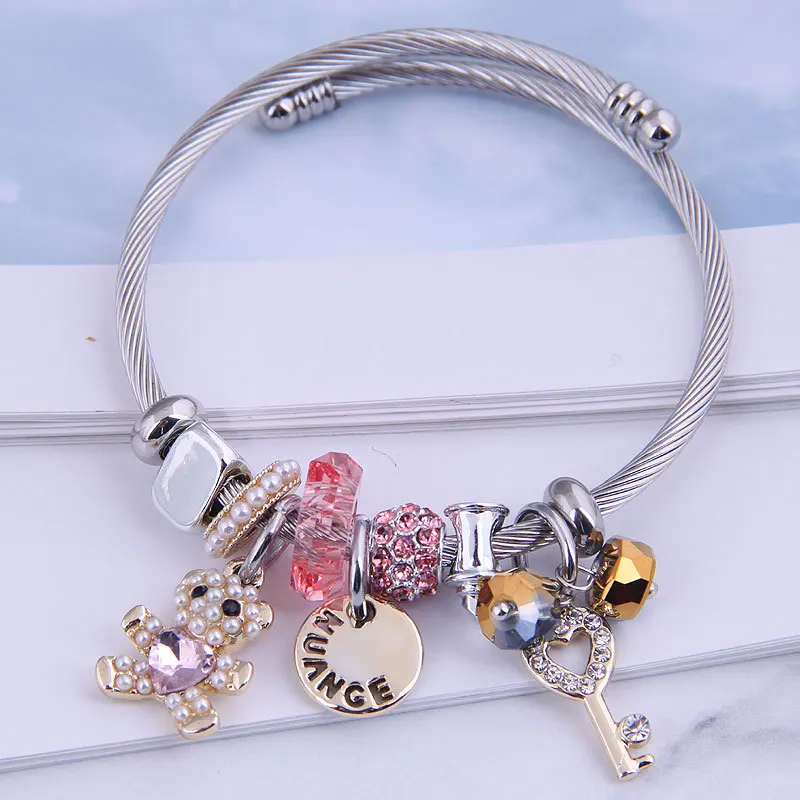 

9 style Fashion Key chrysanthemum pendant charm bracelet Fashion DIY custom beaded drip bracelet, 7 color