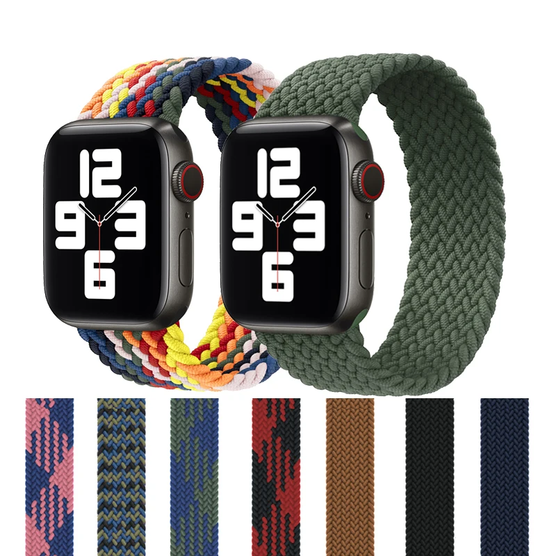 

38mm 40mm 42mm 44mm Nylon Single Elastic Braided Solo Loop Band Strap For Apple Watch 7 6 5 4 3 2 1 SE