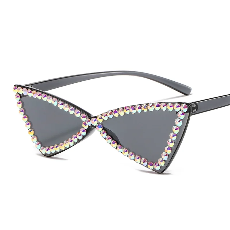 

1001 INS Style Rimless Vintage Rhinestone Sun Glasses Lady Candy Color Eyewear Triangle Shades UV400 Sexy Cat Eye Sunglasse