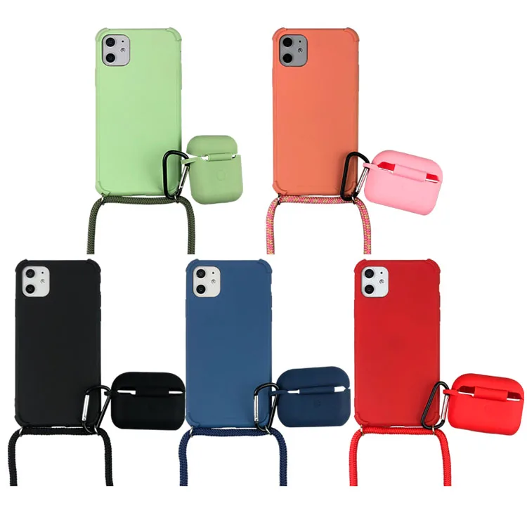 

Silicone Earphone Cover Earpods Phone Case for Iphone 11 Neck Strap RECH