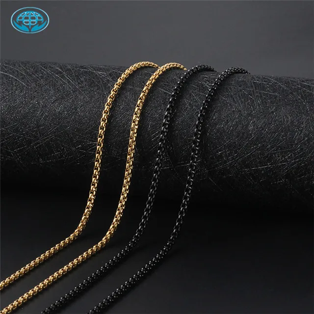 

Hoyo stainless steel hip hop gold jewelry accessories square pearl box link chain necklace for men