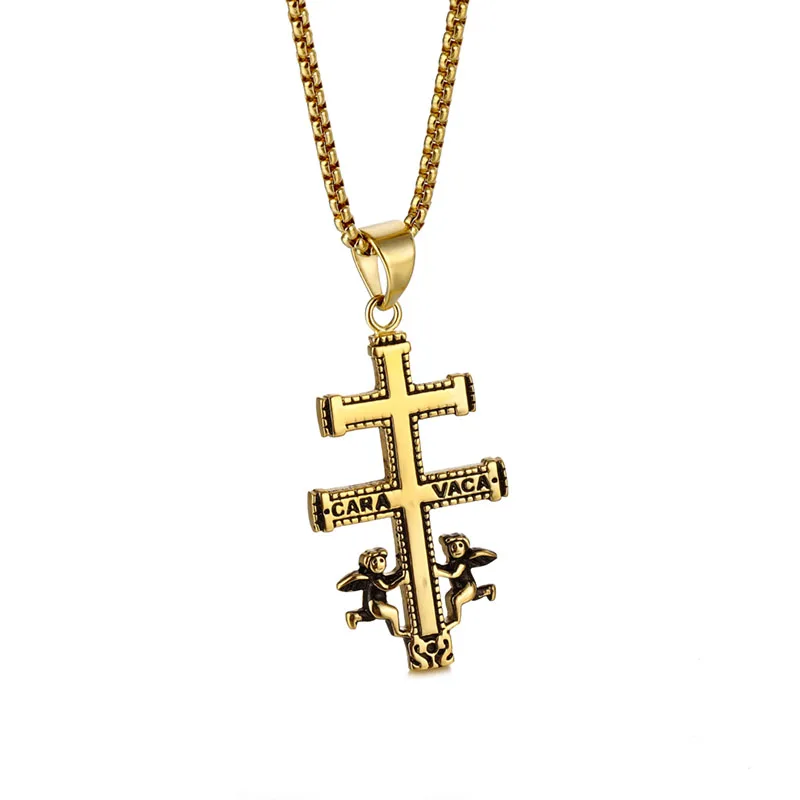 

OEM Eastern Catholic Caravaca Crucifix Orthodox Russia Cross Pendant stainless steel cross pendant for men