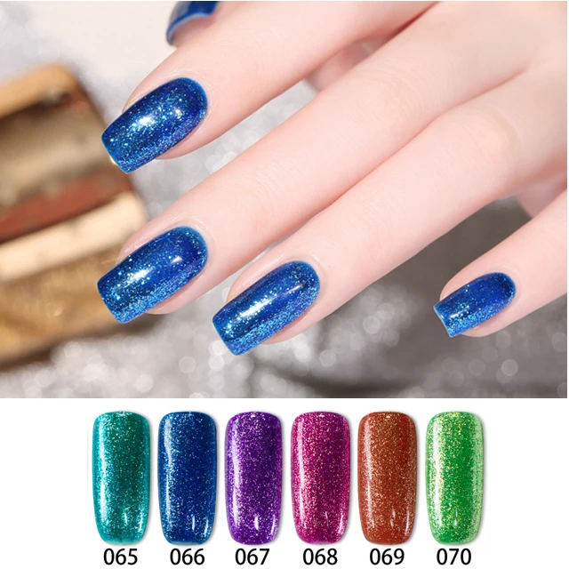 

Nail Art Polish Semi Permanent Enamels Glitter UV Gel Nail Polish Sequins Nail Gel Varnish Lacquer Gels, According to color chart