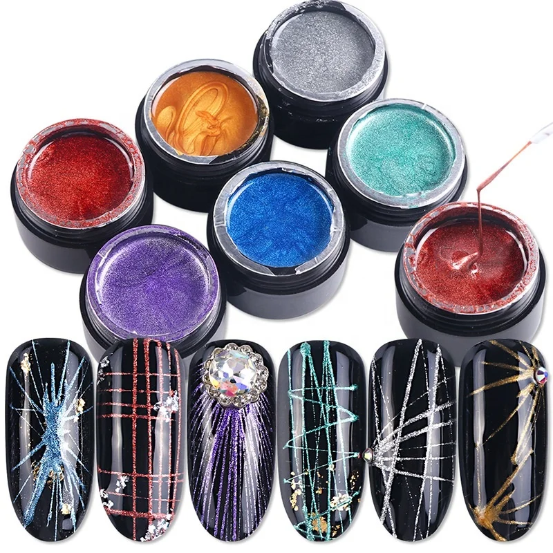 

8ml Nail Art Copper Wire Gel Painting Creative UV Gel Polish Liner Drawing Elasticity Point Line Soak Off Gel Spider Varnish, Picture