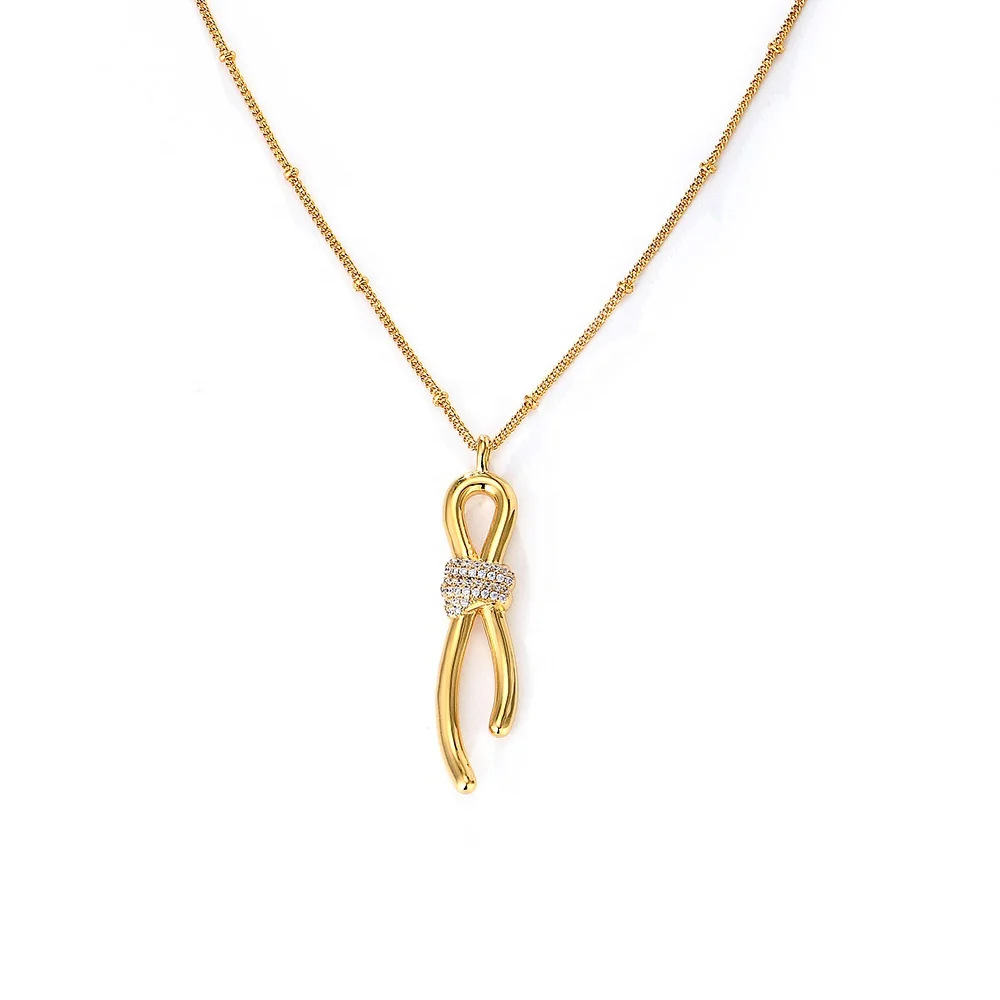 

China Supplier Arrow Brand Brass Jewelry INS Style Personality Rope Knot Couple Pendant Necklace