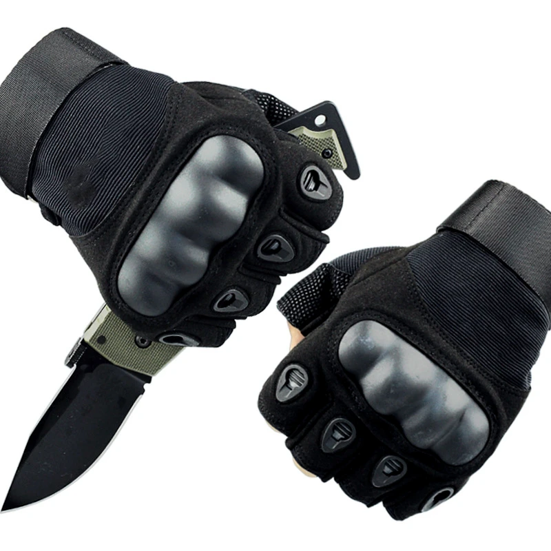 

Army Military Tactical Gloves Paintball Airsoft Hunting Shooting Outdoor Riding Fitness Hiking Fingerless/Full Finger Gloves, Black