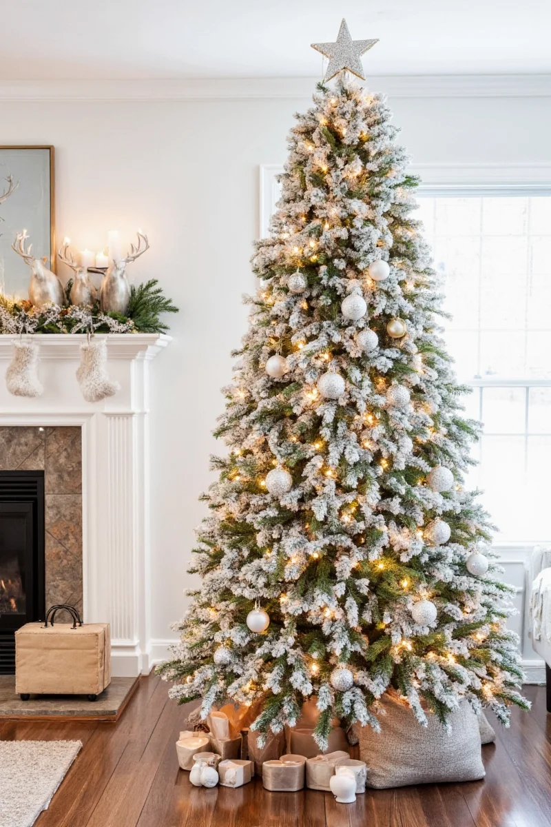 Child admiring low-level decorations