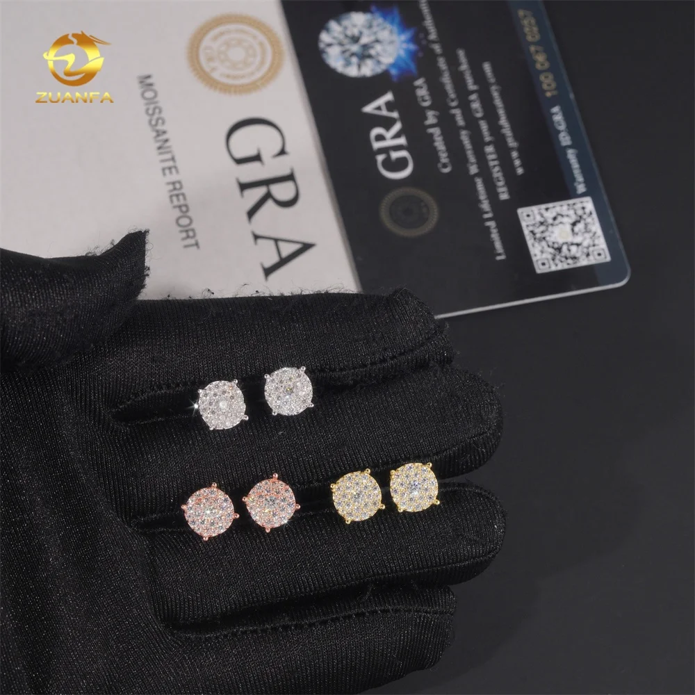 Factory Direct Low Price Iced Out Jewelry VVS Moissanite Diamond Iced Out 925 Silver Earrings