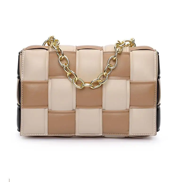 

Factory Wholesale Small Crossbody Bags Lady New Fashion Pu Leather Chain Shoulder Purses Weave Cross Body Handbags For Women