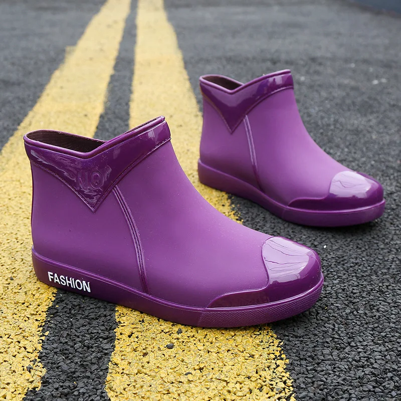 

Rubber Women Waterproof Ankle Shoes 2021 New Autumn New Female Water Shoes Rain boots Ankle Boots
