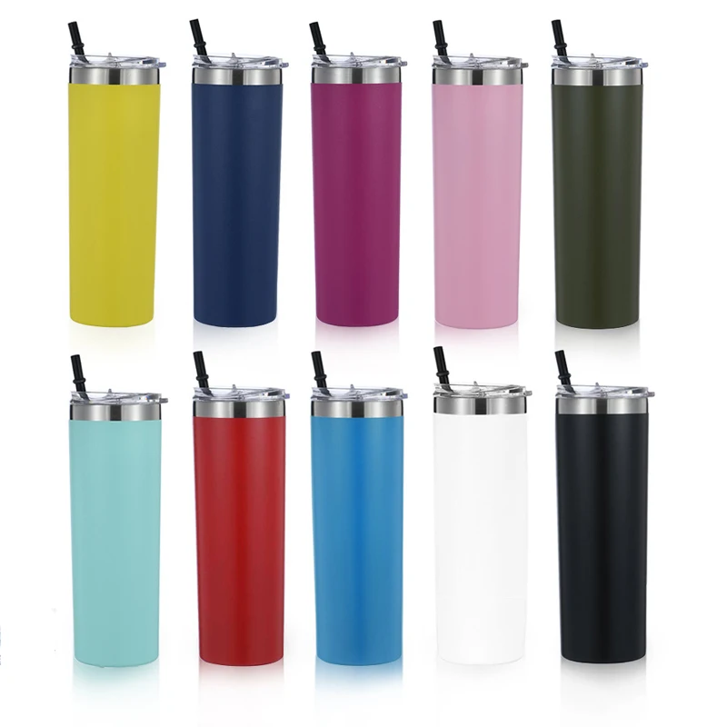 

600ML Skinny Tumbler 20oz Double Walled Vacuum Insulated Stainless Steel Tumbler With Lids Custom Color And Pattern