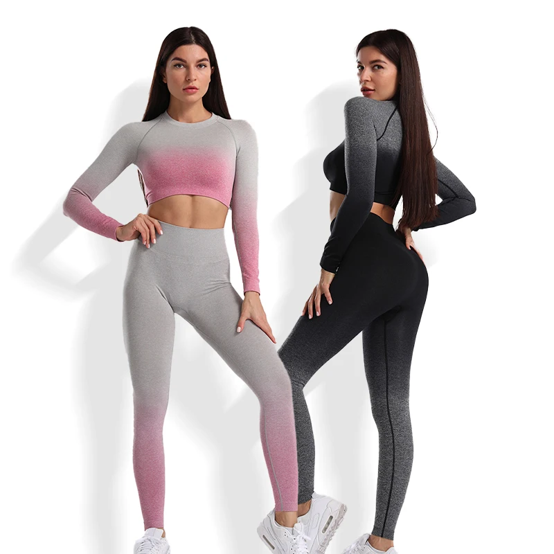 

Gradient Yoga Suit Premium Useful Compression Yoga Gym Fitness Suit Set, Customized colors