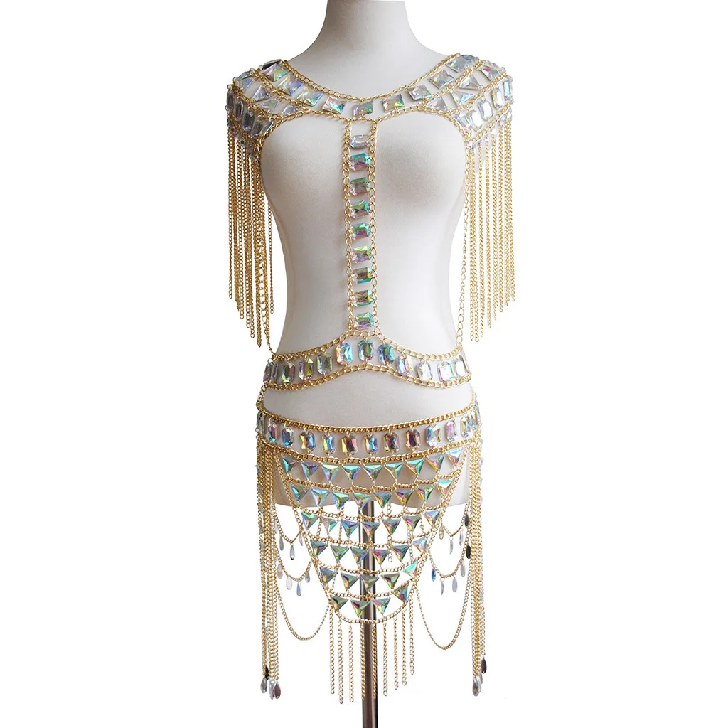 

B51759A European new jewelry lady fashion sexy nightclub body chain, Gold/silver