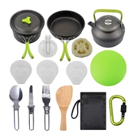 

Kitchen Accessories Aluminum Cooking Kits Utensils Portable Kettle Pan Combination Outdoor Camping Pot Teapot Cookware Set