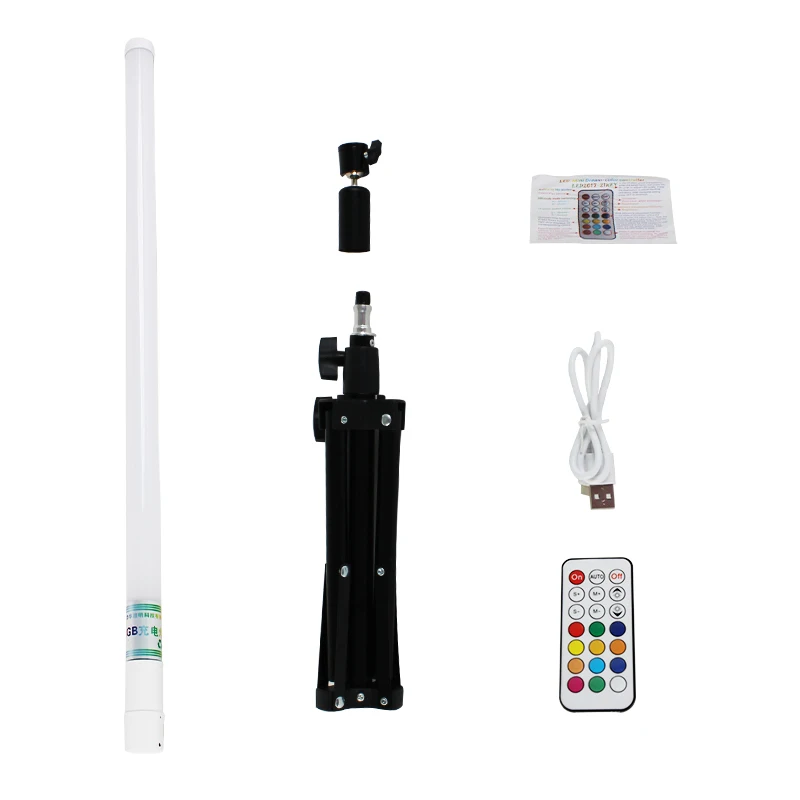 

LED RGB Wand Handheld Tube Fluorescent Neon Usb Rechargeable Video Light With Remote Control