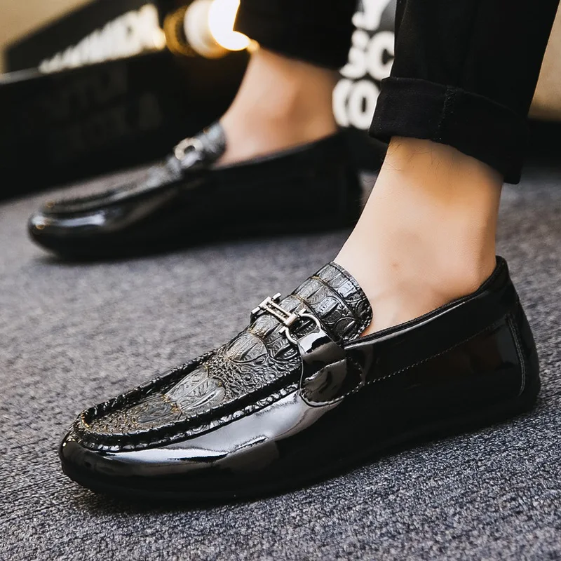 

New style fashion men casual loafers slip on flat shoes, Black