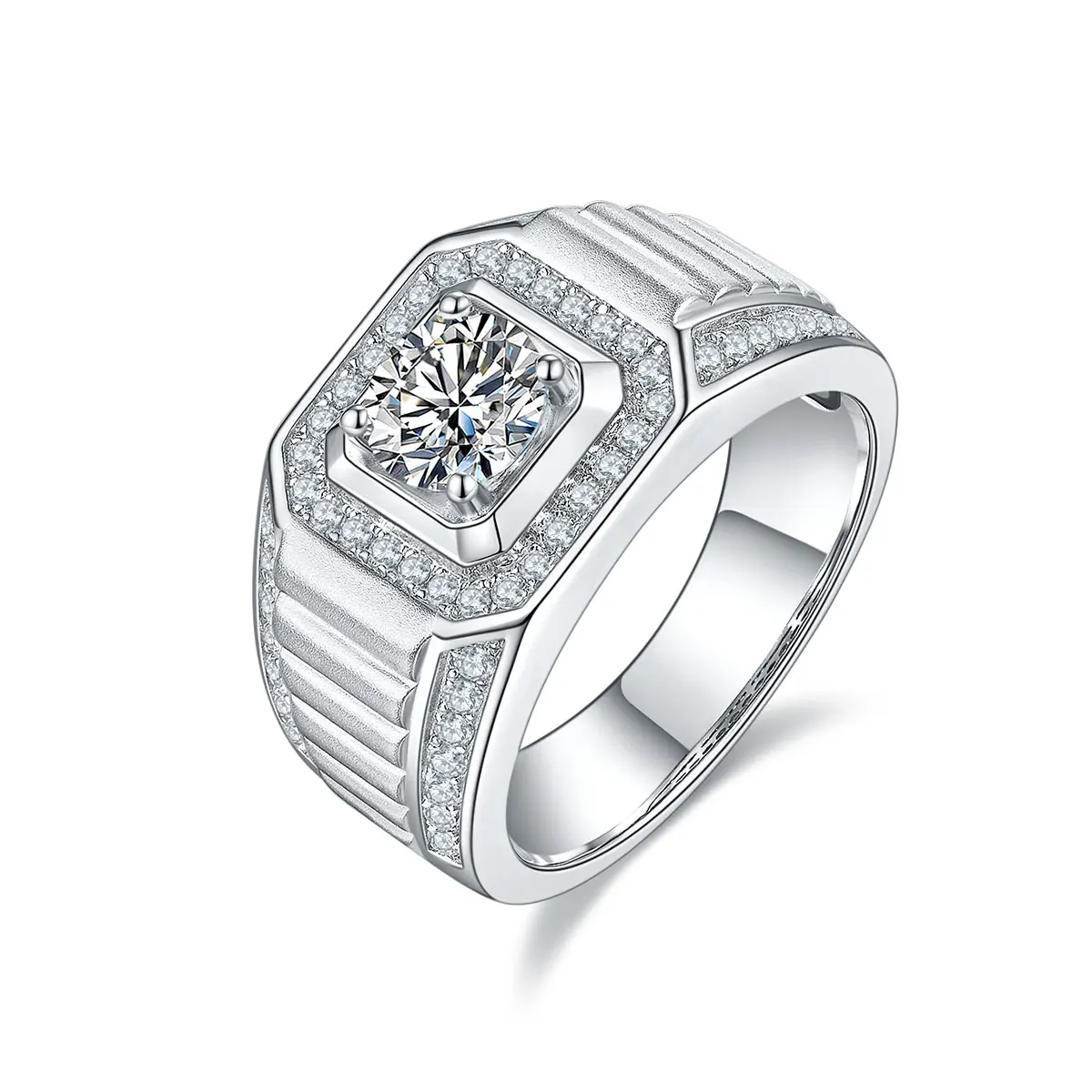 

Luxury Design D Color VVS1 1Ct 2Ct 3 Ct 925 Sterling Silver Diamond Engagement Moissanite Ring For Men, White