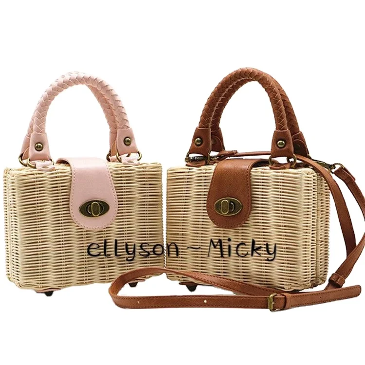 

Factory direct sale beach holiday rattan hand-woven ladies single-shoulder messenger bag, Black