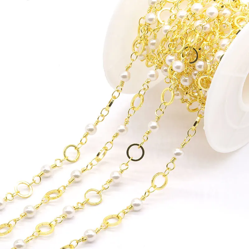 

Fashion 18K gold plated brass pearl chain roll for bracelet necklace jewelry DIY accessories, Gold, silver, rose gold, black