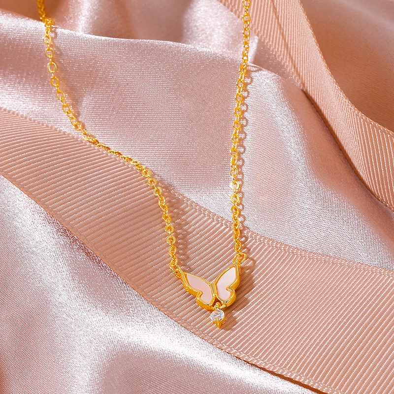 

HOVANCI Butterfly Pendant Long Chain Necklace Choker for Women Fashion Jewelry 2021, Picture