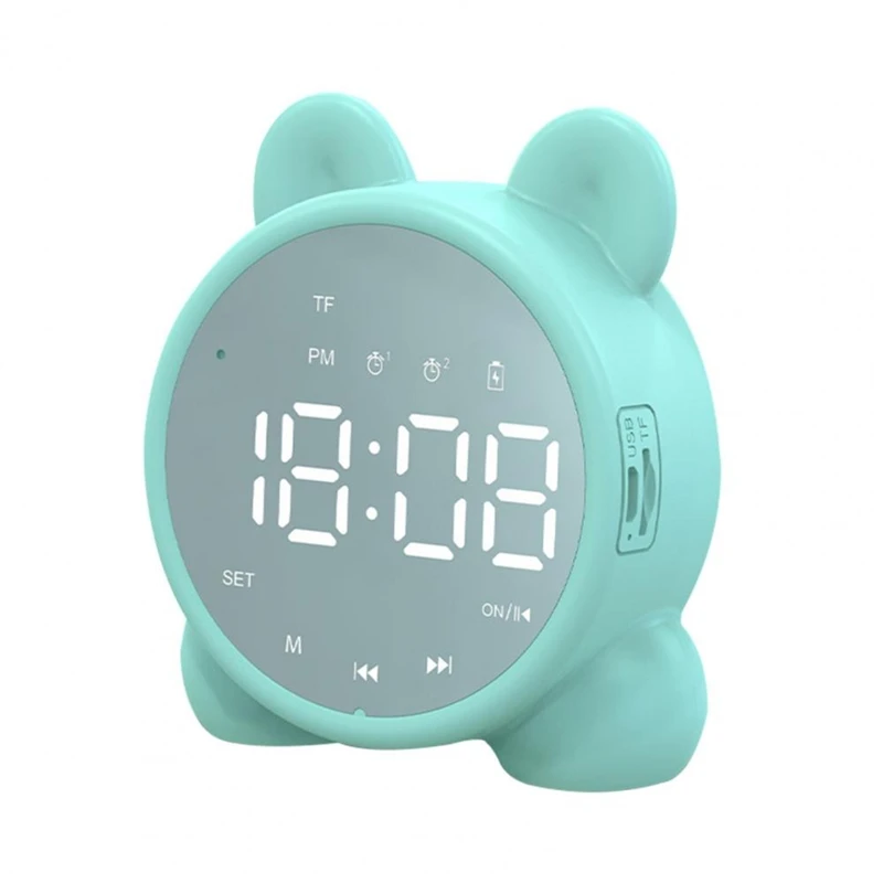 

P1 Speaker Alarm Clock Wireless Mini Speaker High Volume Heavy Bass Gift Alarm Clock Home Desktop Small Stereo, Green pink white