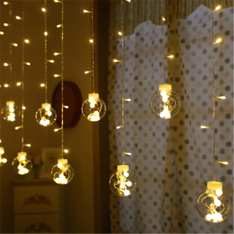 
2.5M LED Christmas Dreamlike Wish Ball Wall Curtain Lamp Fairy Light Holiday Wedding Party Light Christmas Tree Decoration 