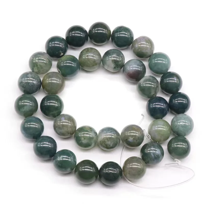 

Wholesale Natural Moss Agate Gemstone Loose Beads For Jewelry Making DIY Handmade Crafts 4mm 6mm 8mm 10mm 12mm