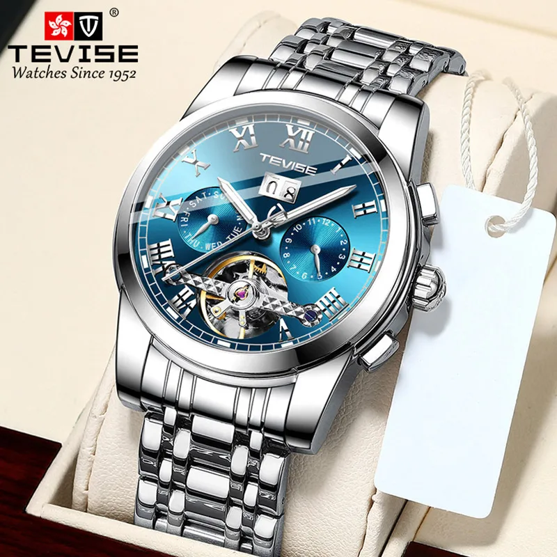 

Luxury Automatic Tourbillon Watches Men Stainless Steel Band OEM Mechanical Male Watches Wristwatches, Optional