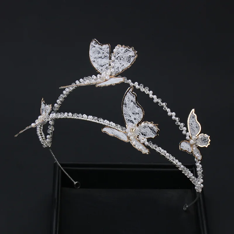 

Jachon Wedding Headdress Rhinestone Crowns Headbands Tiaras double Butterfly Hair Hoop for ladies, As picture