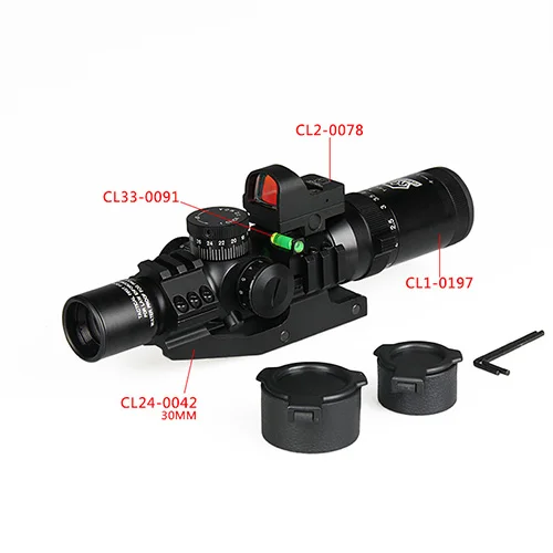 

red dot laser sight scope 1-4x24 IRF Rifle Scope with Red Dot Sight with Riflescope Bubble Level with 30MM Double Scope Mount