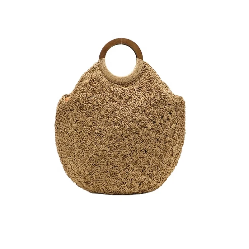 

Summer large new arrivals women handbags 2021 beach handwoven paper straw bag, Khaki