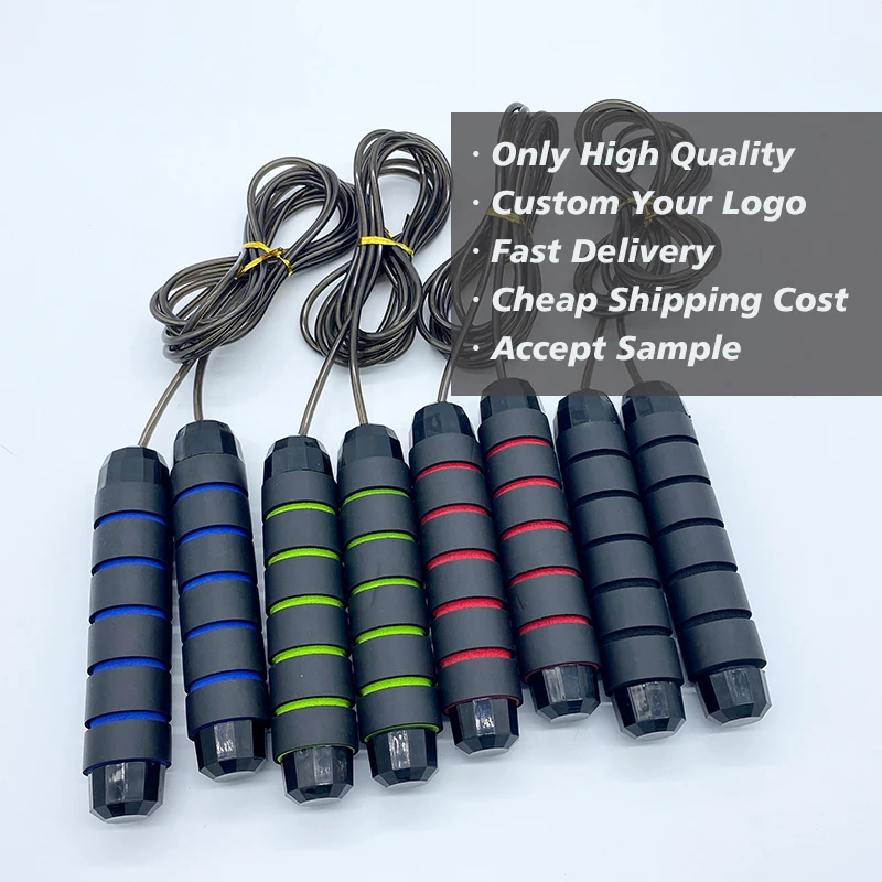 

Custom Adjustable Fitness Jump Rope Gym PVC EVA Handle High Speed Heavy Weighted Skipping Jump Rope, Blue, red, green, gray