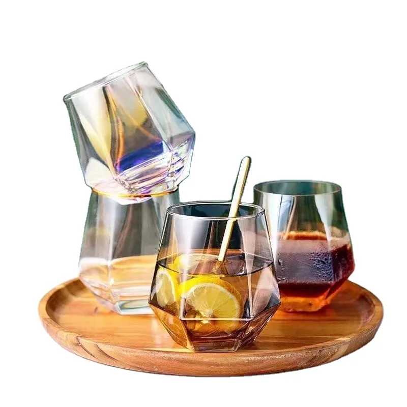 

Nordic style hexagonal light luxury simple female milk drink cup high-value home juice cup water glass beer glass