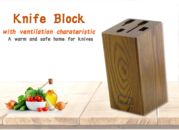 Ashtree  Wood 4pcs Set Kitchen Knife Wooden Block
