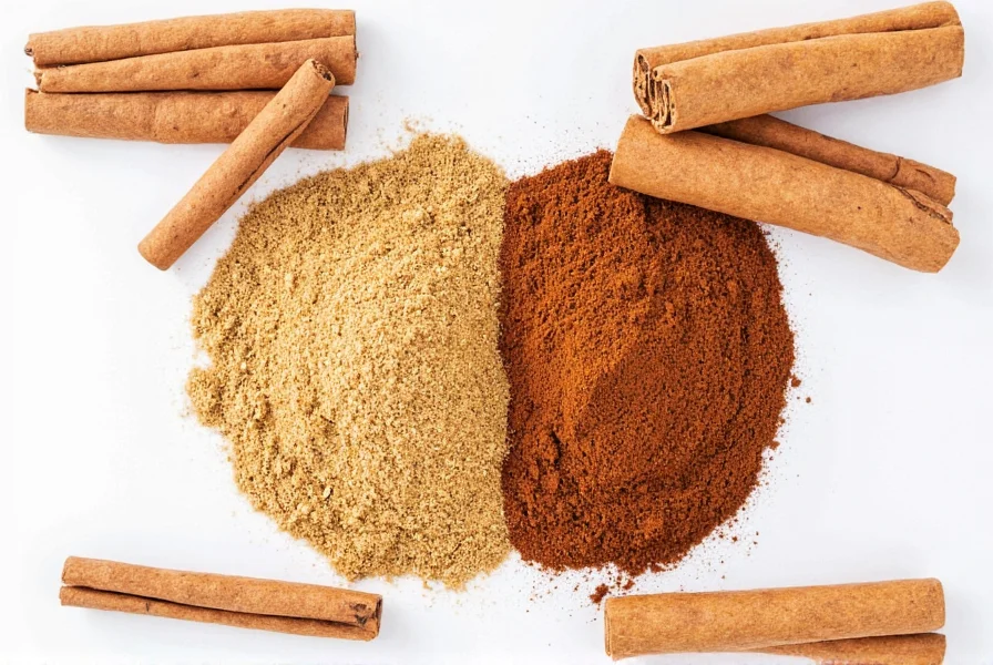 Side-by-side chart comparing Ceylon and Cassia cinnamon
