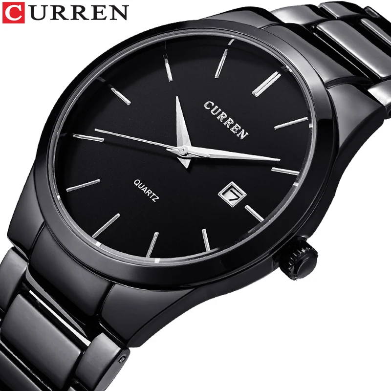 

CURREN 8106 special silver gents quartz watch low cost Stainless steel band water resistant calender low moq Simple hand watch