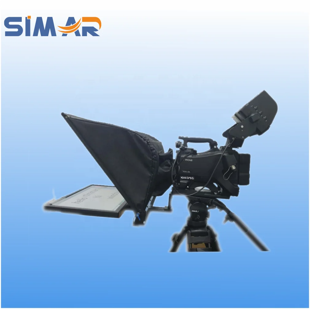 

2021 simar Aotocue 20 inch monitor portable interview speech prompter teleprompter for tv television equipment studio speaker, Black