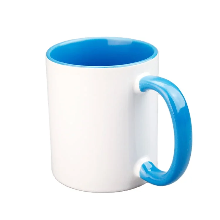 

2021 Factory Hot Sale 11oz Handle and Inner Colourful Sublimation Ceramic Coffee Mugs Custom Logo Sublimation Ceramic Mug