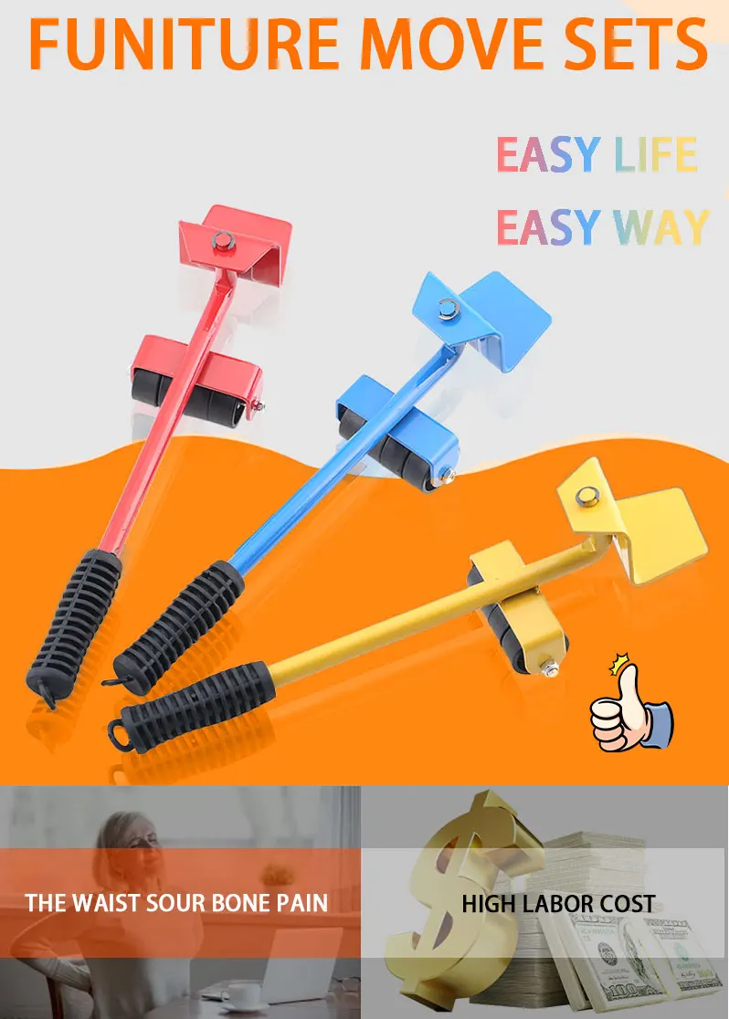 Toco Furniture Lifter Easy Moving Sliders 5 Packs Mover Tool Set Heavy