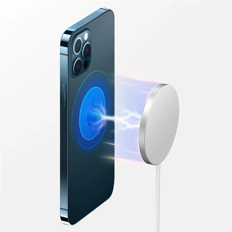

Best 15W Quick Charging Magnetic Wireless Charger With Type-C For Apple iPhone 12, White +silver